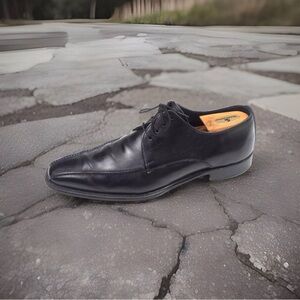 Canali Black Leather Oxford Tapered Bicycle Toe Dress Shoes Sz 10 US 43 EU Italy